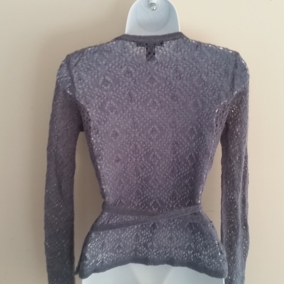 H&M Dusky Blue Crochet Wrap Sweater Small - Picture 3 of 5